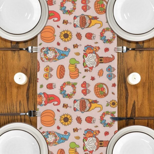 Gnomes | Thanksgiving Table Runner 48×13 – 100% Polyester, Rustic Fall Harvest Dining Decor, Machine Washable Holiday Table Decoration Gifts/Party/Celebration 48x13 table runner 3