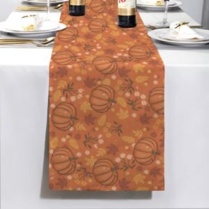Pumpkin Puree | Thanksgiving Table Runner 72×13 – 100% Polyester, Rustic Fall Harvest Dining Decor, Machine Washable Holiday Table Decoration Gifts/Party/Celebration 72x13 table runner