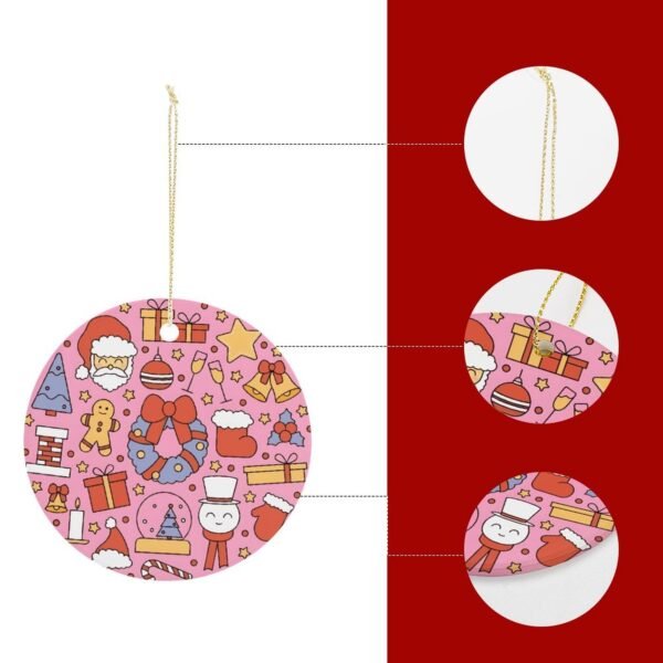 Pink Wreath – Ceramic Christmas Ornament Circle 3×3 Ornaments Ceramic Holiday Keepsake 4