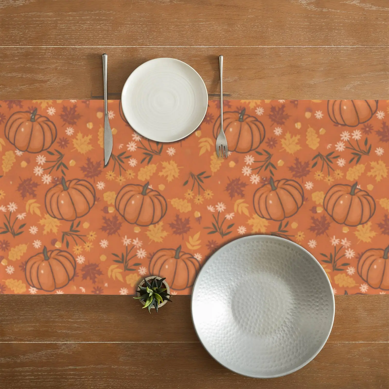 Pumpkin Puree | Thanksgiving Table Runner 72×13 – 100% Polyester, Rustic Fall Harvest Dining Decor, Machine Washable Holiday Table Decoration Gifts/Party/Celebration 72x13 table runner 6