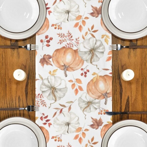 Peach Pumpkins | Thanksgiving Table Runner 48×13 – 100% Polyester, Rustic Fall Harvest Dining Decor, Machine Washable Holiday Table Decoration Gifts/Party/Celebration 48x13 table runner 3