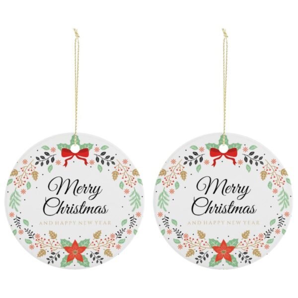 Christmas Wreath – Ceramic Christmas Ornament Circle 3×3 Ornaments Ceramic Holiday Keepsake 7