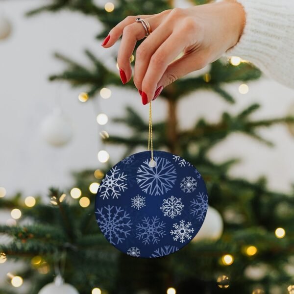 Blue Snow – Ceramic Christmas Ornament Circle 3×3 Ornaments Ceramic Holiday Keepsake 3