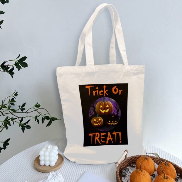 Halloween Tote Bag – Reusable Washable Cotton Treat Bag Tote Bags boo halloween tote 4
