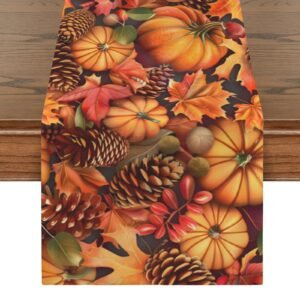 Maple | Thanksgiving Table Runner 48×13 – 100% Polyester, Rustic Fall Harvest Dining Decor, Machine Washable Holiday Table Decoration Gifts/Party/Celebration 48x13 table runner