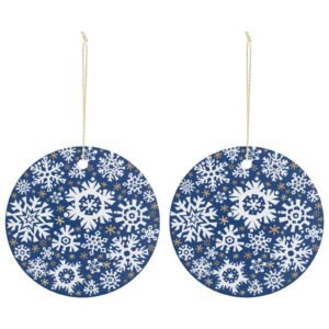 White Flakes – Ceramic Christmas Ornament Circle 3×3 Ornaments Ceramic Holiday Keepsake