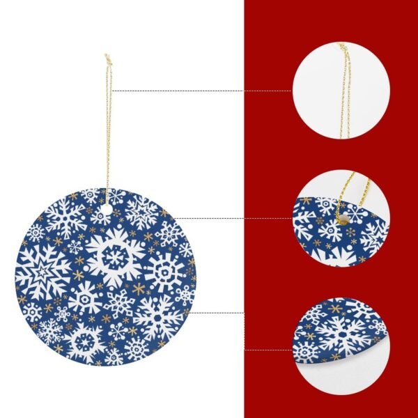 White Flakes – Ceramic Christmas Ornament Circle 3×3 Ornaments Ceramic Holiday Keepsake 2