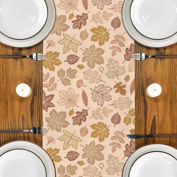 Peach Leaves | Thanksgiving Table Runner 48×13 – 100% Polyester, Rustic Fall Harvest Dining Decor, Machine Washable Holiday Table Decoration Gifts/Party/Celebration 48x13 table runner 3