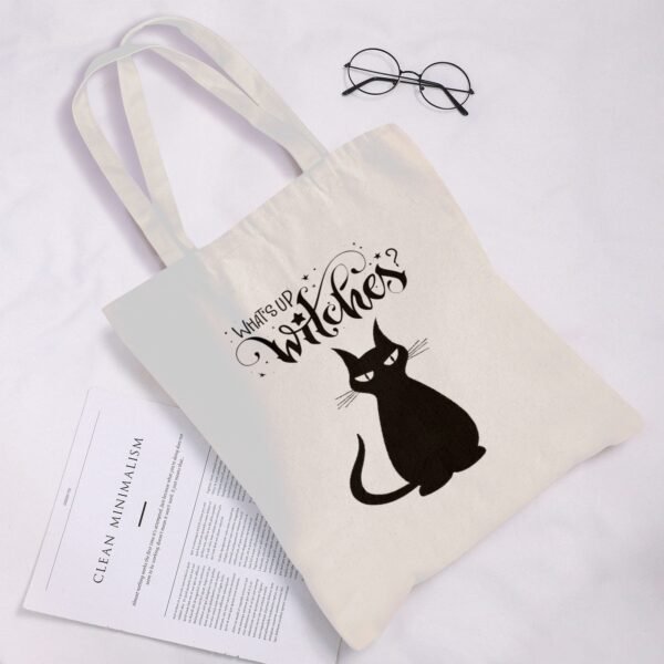 Halloween Tote Bag – Reusable Washable Cotton What’s Up Bag Tote Bags boo halloween tote 3