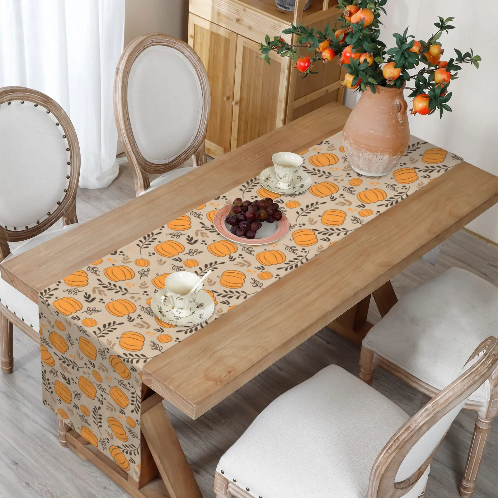Pumpkin Wheat | Thanksgiving Table Runner 72×13 – 100% Polyester, Rustic Fall Harvest Dining Decor, Machine Washable Holiday Table Decoration Gifts/Party/Celebration 72x13 table runner 5