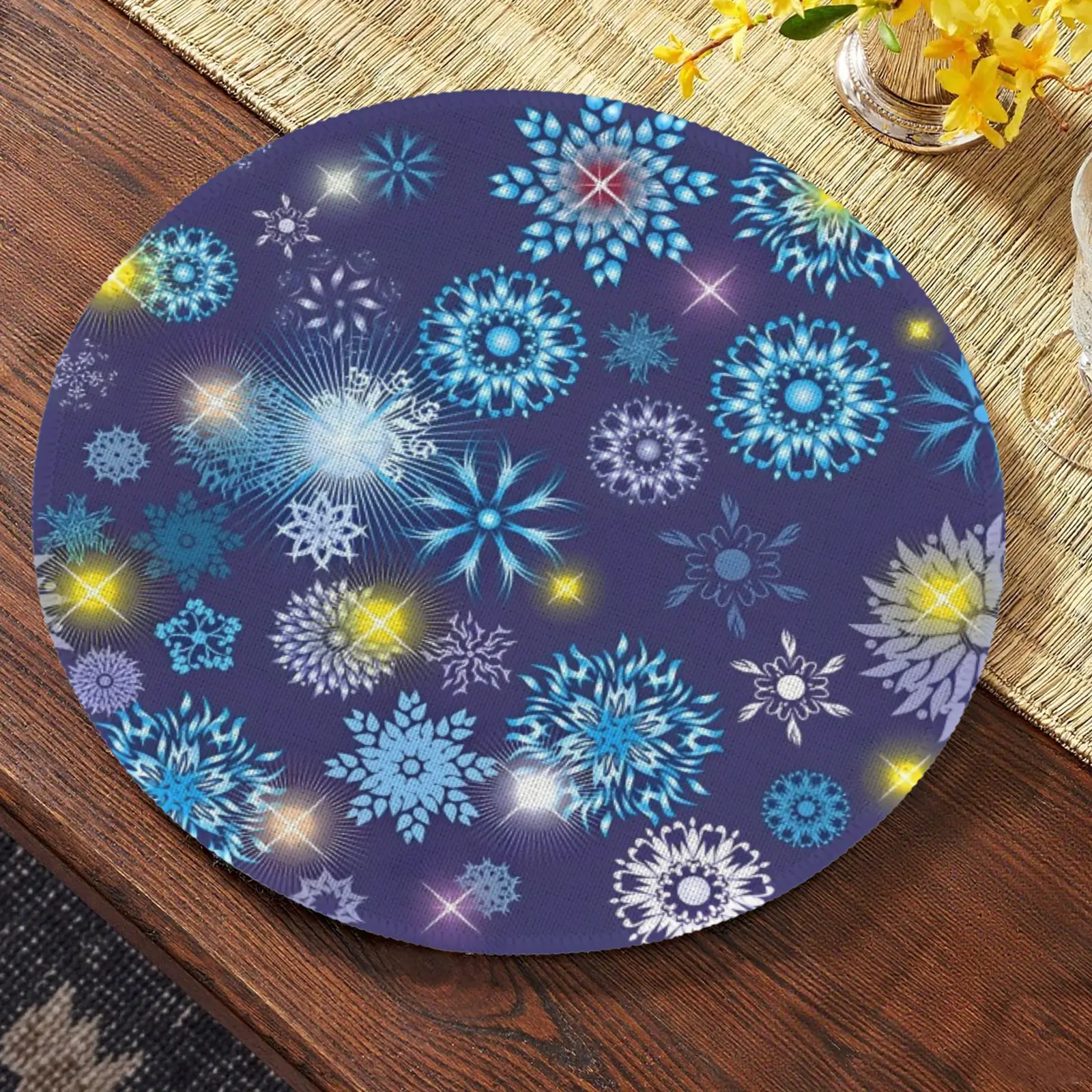 Christmas Placemats | Disco Snow | Holiday Dinner Table Decor | 4 Pack Christmas Placemats christmas dining decor 3
