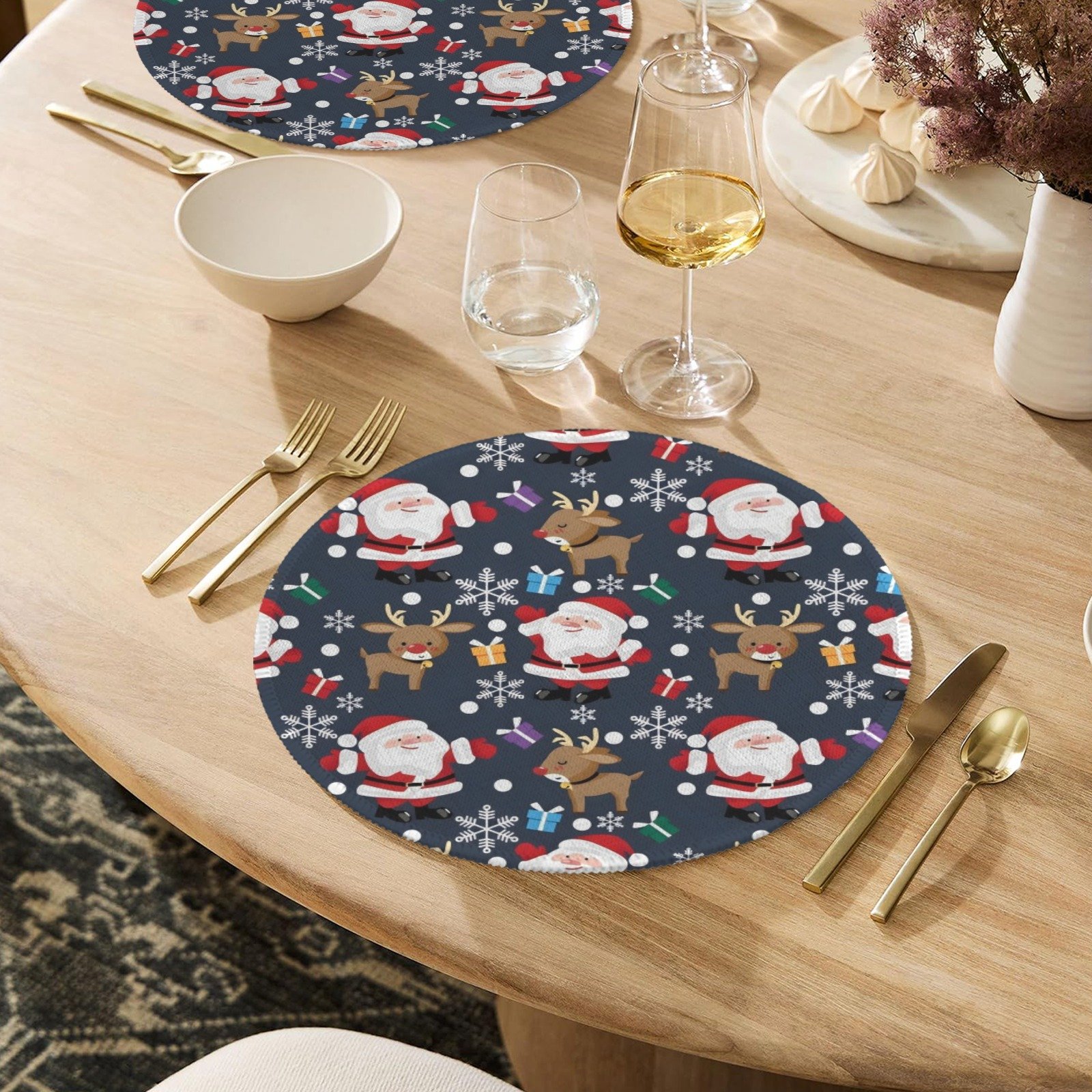 Christmas Placemats | Santa Deer | Holiday Dinner Table Decor | 4 Pack Christmas Placemats christmas dining decor Christmas Placemats | Santa Deer | Holiday Dinner Table Decor | 4 Pack Christmas Placemats christmas dining decor