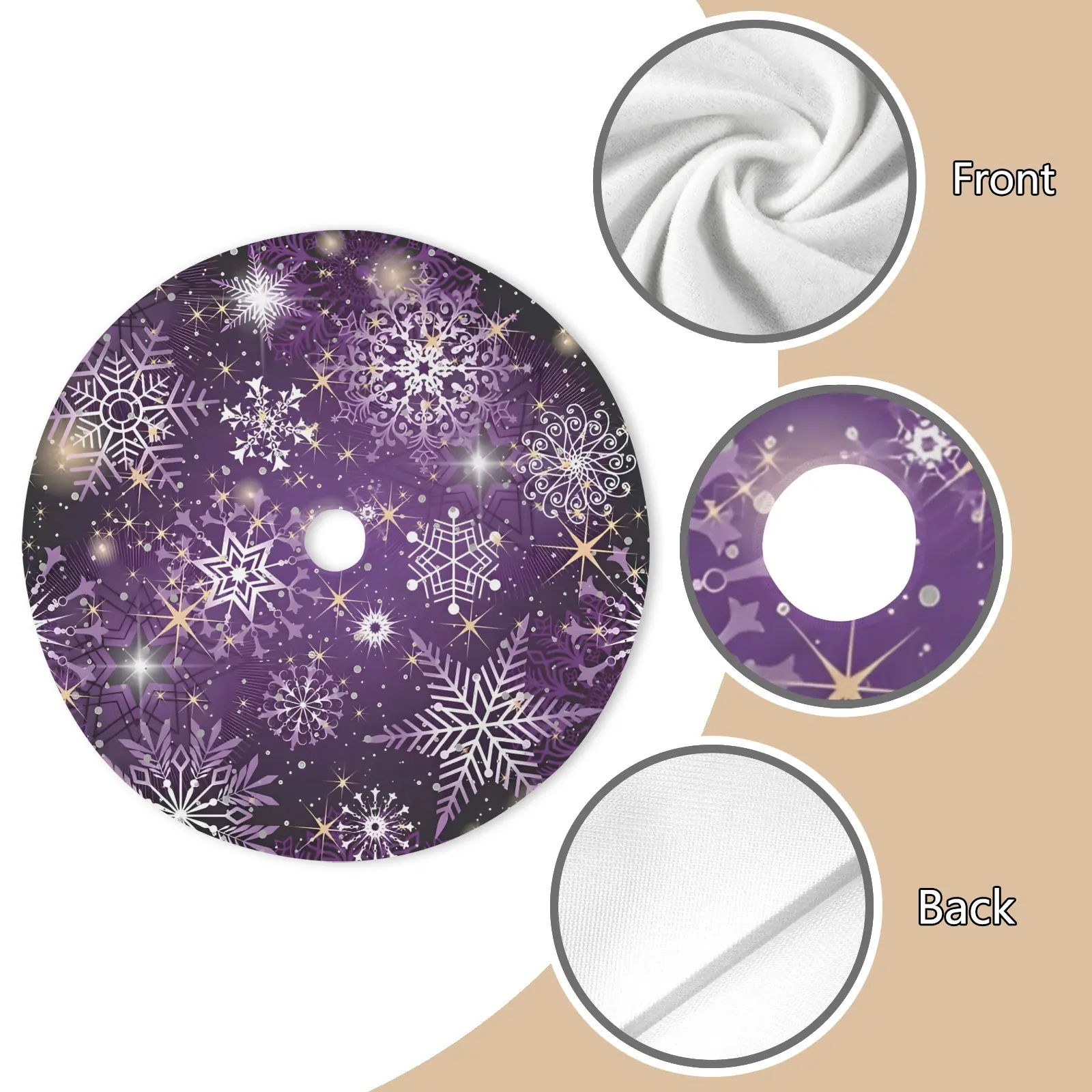 Holiday Christmas Tree Skirt | Purple Flakes | Traditional Rustic Round 48×48 Inch Home Decor Christmas Tree Skirts christmas tree decor