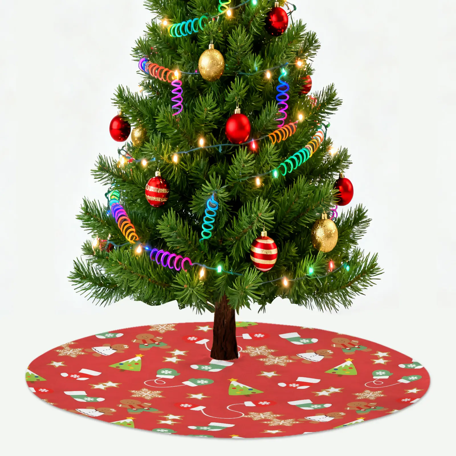 Holiday Christmas Tree Skirt | Gingerbread | Traditional Rustic Round 48×48 Inch Home Decor Christmas Tree Skirts christmas tree decor 2