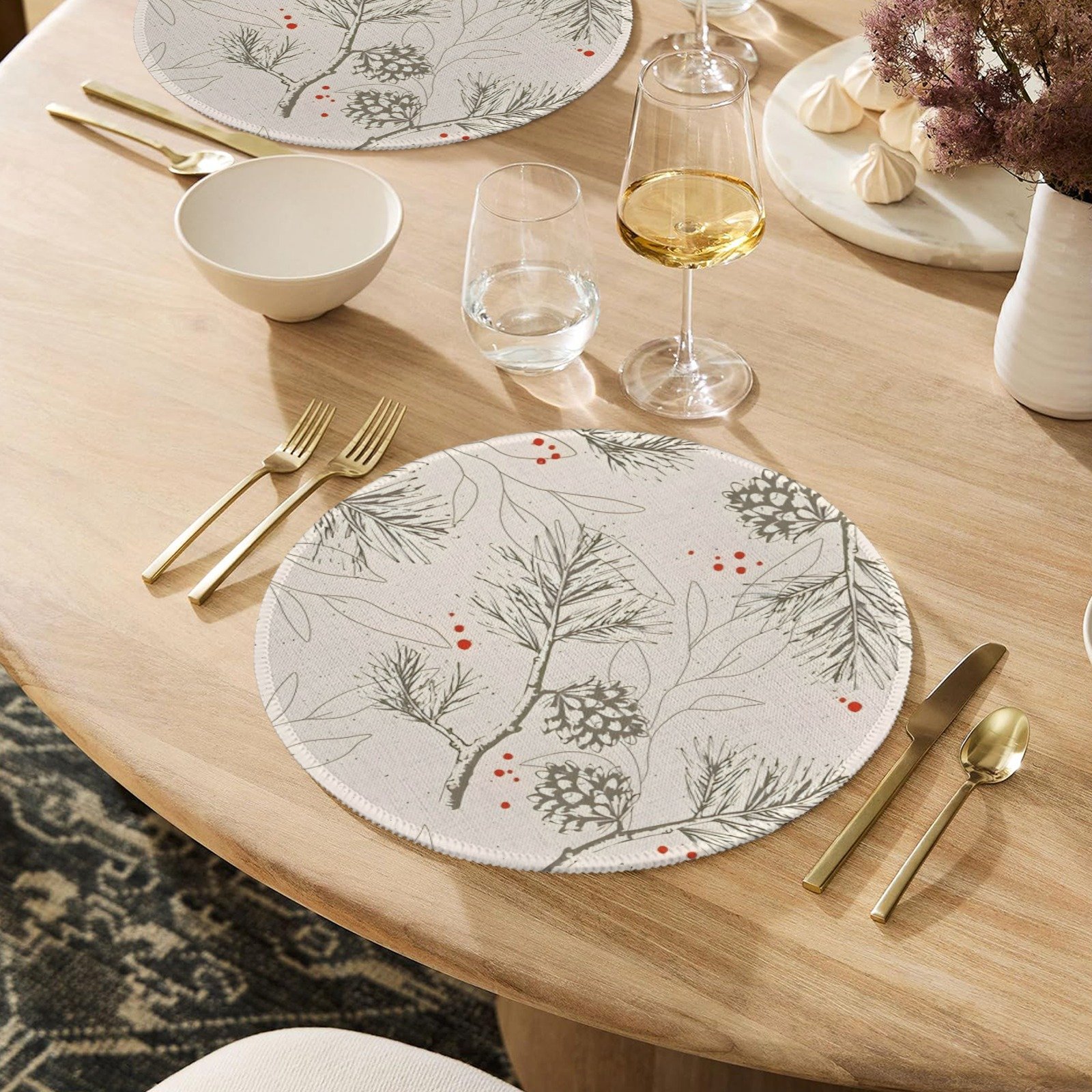 Christmas Placemats | Santa Deer | Holiday Dinner Table Decor | 4 Pack Christmas Placemats christmas dining decor 3