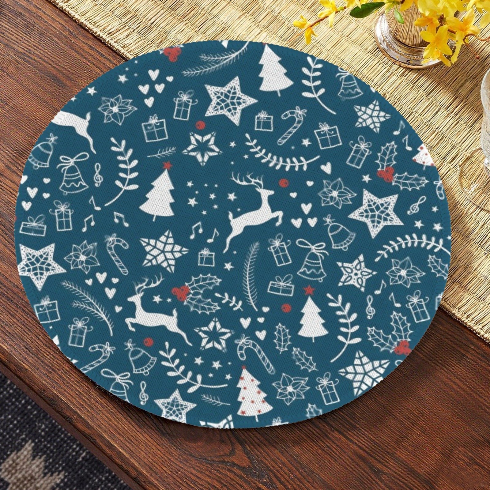 Christmas Placemats | Blue Deer | Holiday Dinner Table Decor | 4 Pack Christmas Placemats christmas dining decor 3 Christmas Placemats | Blue Deer | Holiday Dinner Table Decor | 4 Pack Christmas Placemats christmas dining decor 3