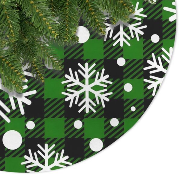 Holiday Christmas Tree Skirt | Green Plaid Flakes | Traditional Rustic Round 48×48 Inch Home Decor Christmas Tree Skirts christmas tree decor 3