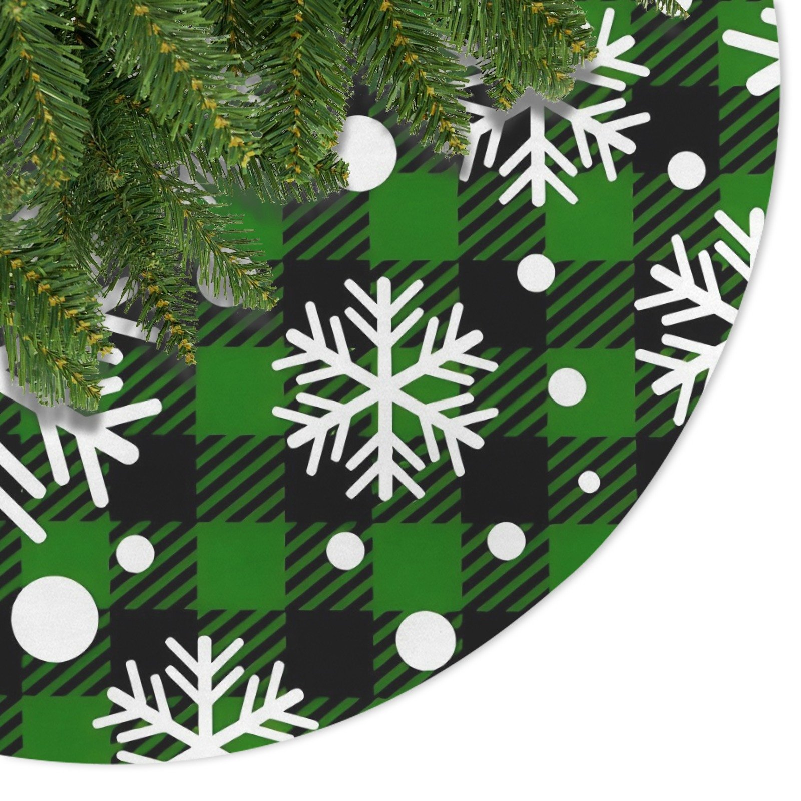 Holiday Christmas Tree Skirt | Green Plaid Flakes | Traditional Rustic Round 48×48 Inch Home Decor Christmas Tree Skirts christmas tree decor 3 Holiday Christmas Tree Skirt | Green Plaid Flakes | Traditional Rustic Round 48×48 Inch Home Decor Christmas Tree Skirts christmas tree decor 3