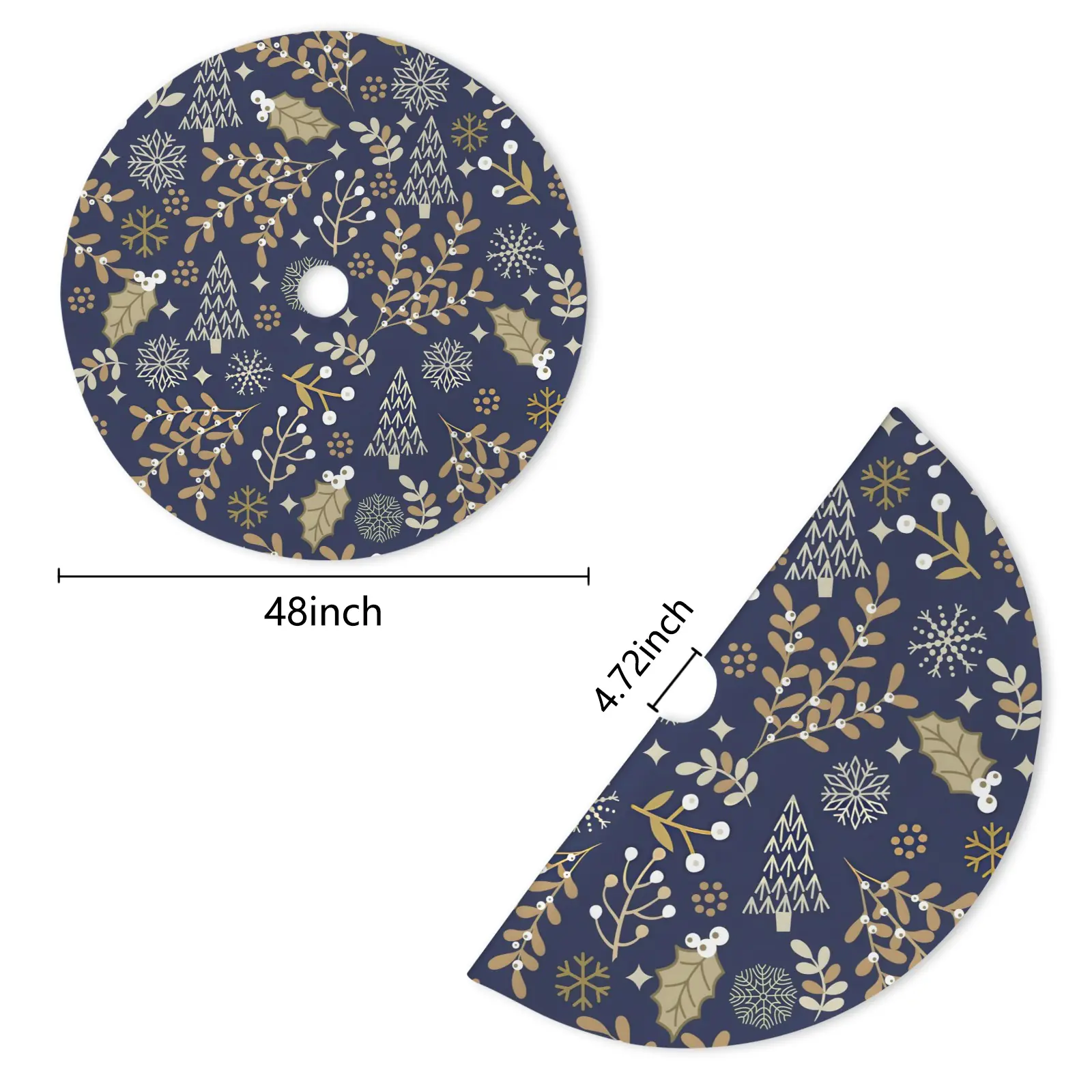 Holiday Christmas Tree Skirt | Ferns and Flakes | Traditional Rustic Round 48×48 Inch Home Decor Christmas Tree Skirts christmas tree decor 4