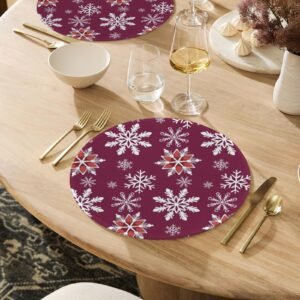 Christmas Placemats | Wine Flakes | Holiday Dinner Table Decor | 4 Pack Christmas Placemats christmas dining decor