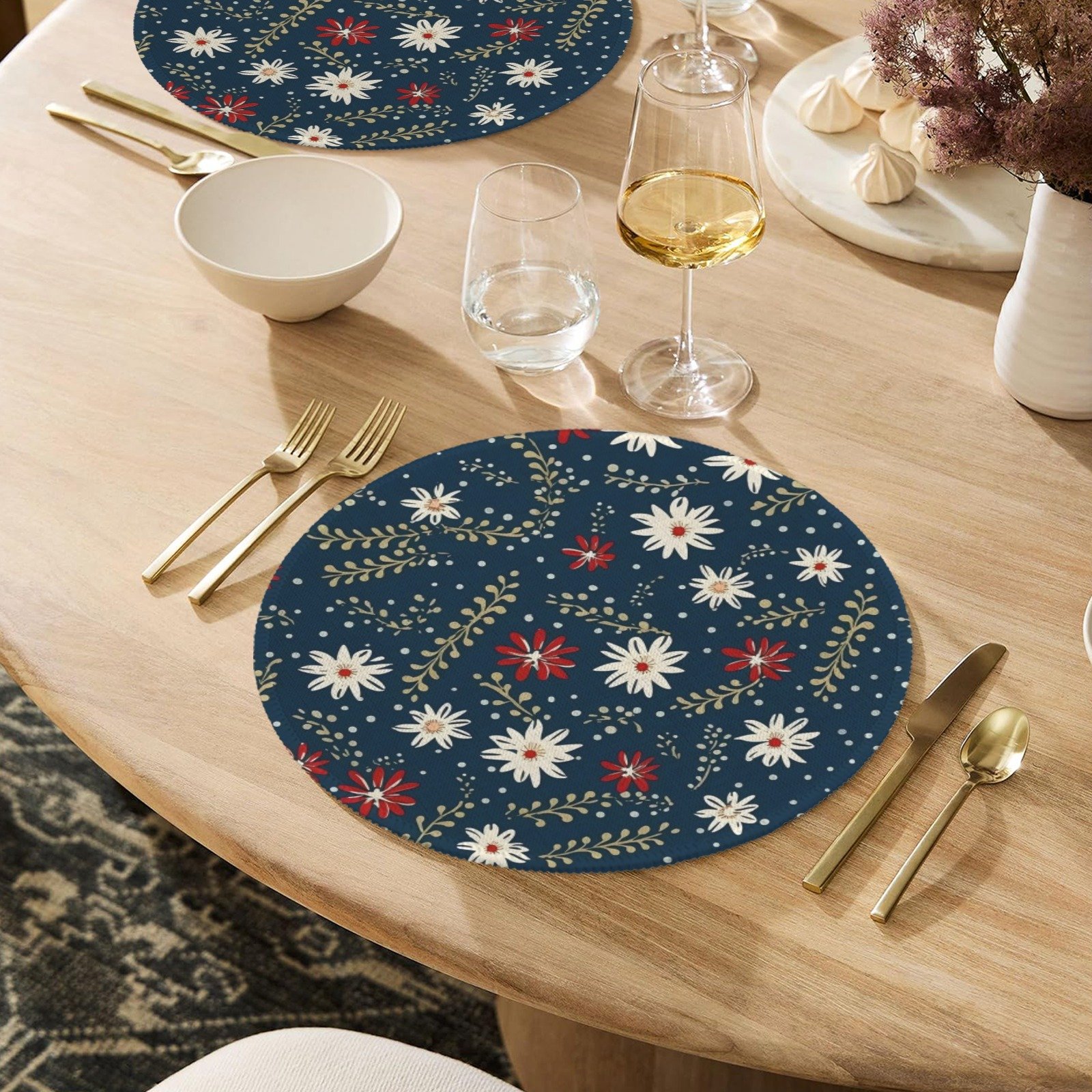 Christmas Placemats | Poinsettias | Holiday Dinner Table Decor | 4 Pack Christmas Placemats christmas dining decor 16