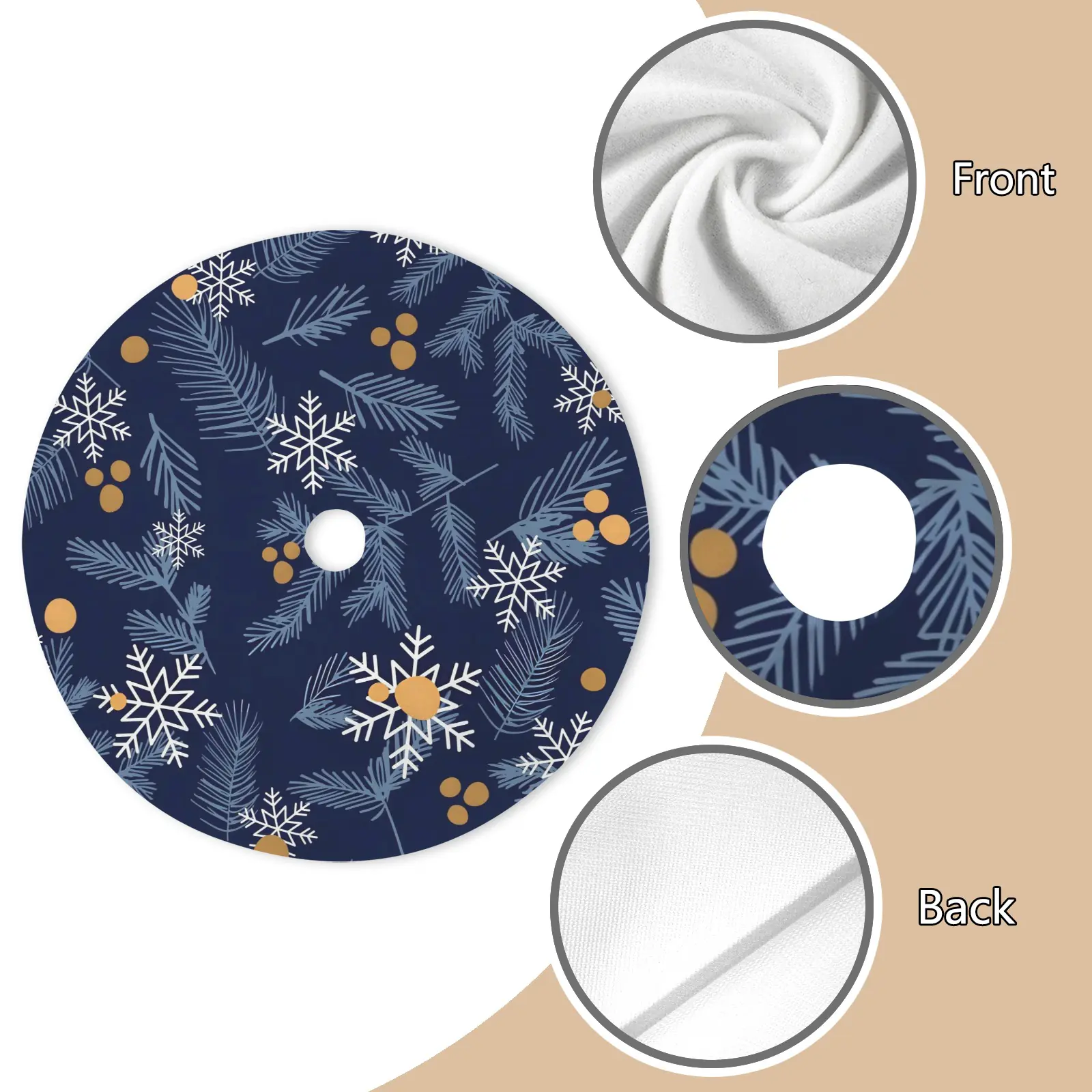 Holiday Christmas Tree Skirt | Gold Berries | Traditional Rustic Round 48×48 Inch Home Decor Christmas Tree Skirts christmas tree decor