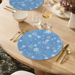 Christmas Placemats | Powder | Holiday Dinner Table Decor | 4 Pack Christmas Placemats christmas dining decor