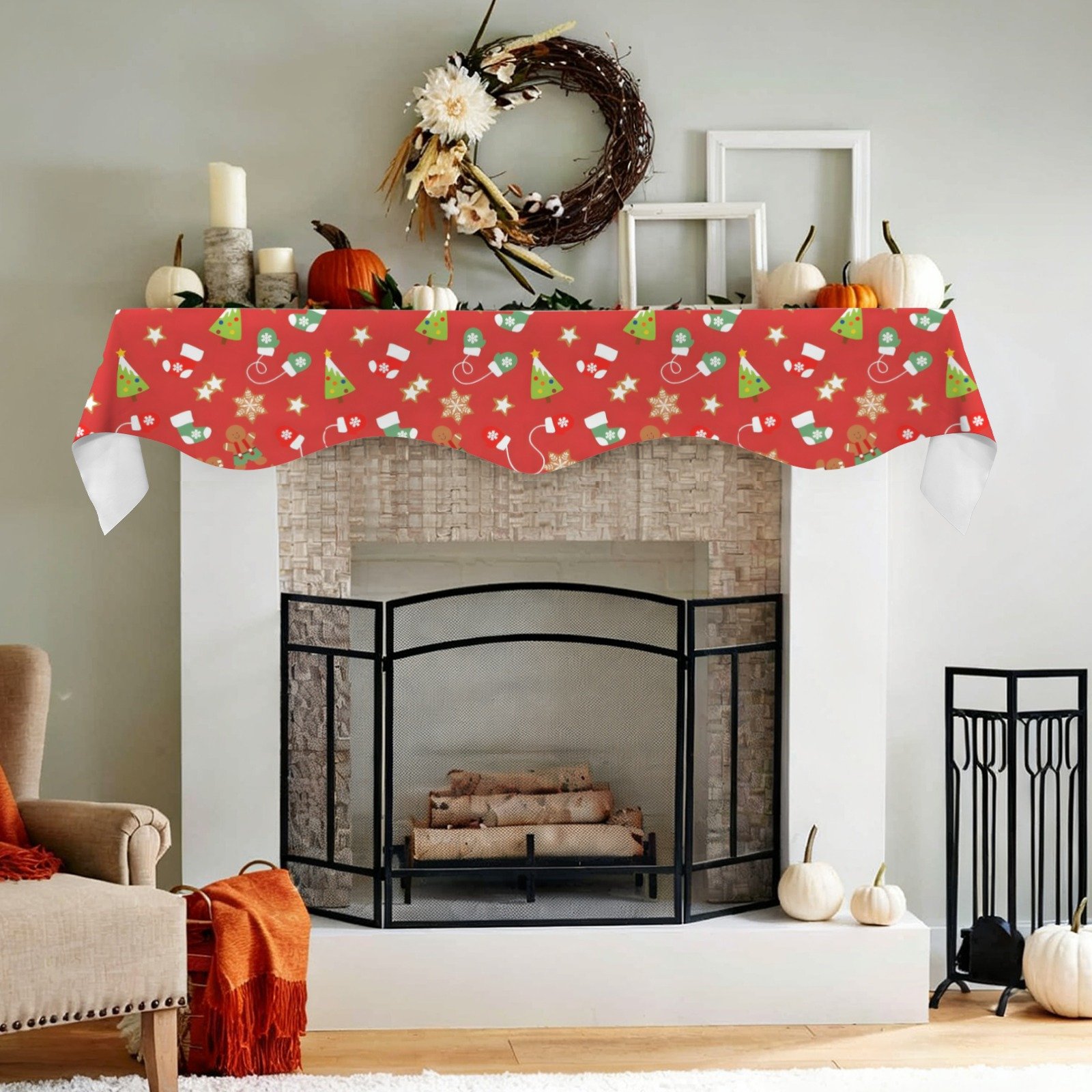 Christmas Holiday Fireplace Mantel Scarf | Socks | Mantle Runner Christmas Fireplace Mantel Scarf Christmas Fireplace Decoration Christmas Holiday Fireplace Mantel Scarf | Socks | Mantle Runner Christmas Fireplace Mantel Scarf Christmas Fireplace Decoration