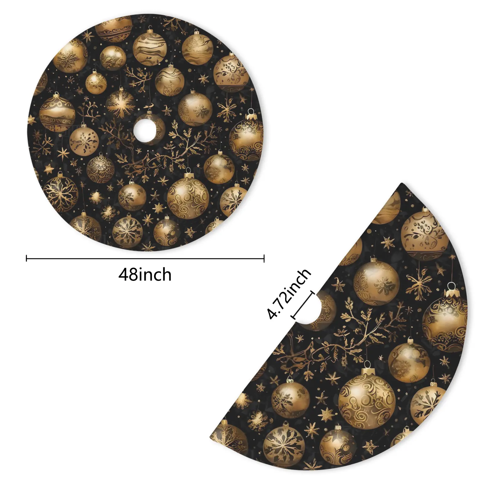 Holiday Christmas Tree Skirt | Gold Ornaments | Traditional Rustic Round 48×48 Inch Home Decor Christmas Tree Skirts christmas tree decor 5 Holiday Christmas Tree Skirt | Gold Ornaments | Traditional Rustic Round 48×48 Inch Home Decor Christmas Tree Skirts christmas tree decor 5