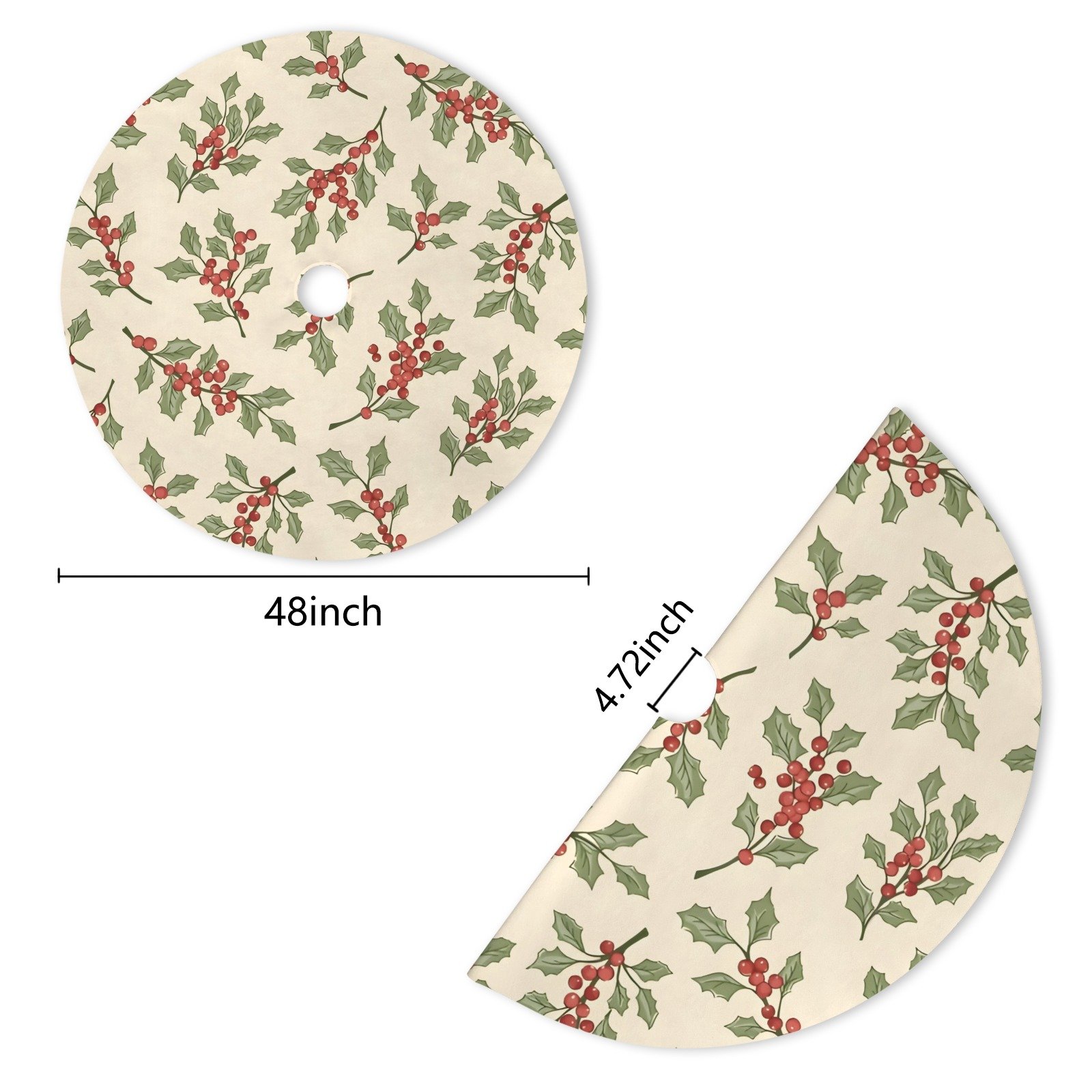 Holiday Christmas Tree Skirt | Holly | Traditional Rustic Round 48×48 Inch Home Decor Christmas Tree Skirts christmas tree decor 5 Holiday Christmas Tree Skirt | Holly | Traditional Rustic Round 48×48 Inch Home Decor Christmas Tree Skirts christmas tree decor 5
