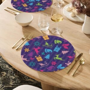 Christmas Placemats | Neon | Holiday Dinner Table Decor | 4 Pack Christmas Placemats christmas dining decor