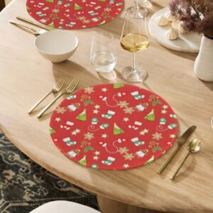 Christmas Placemats | Gingerbread Men | Holiday Dinner Table Decor | 4 Pack Christmas Placemats christmas dining decor