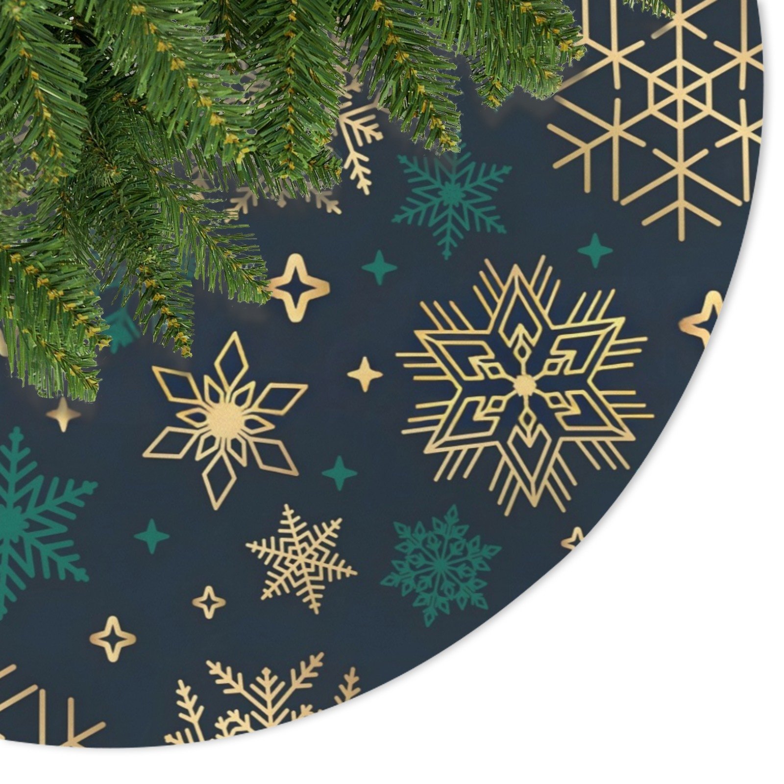 Holiday Christmas Tree Skirt | Gold Green | Traditional Rustic Round 48×48 Inch Home Decor Christmas Tree Skirts christmas tree decor 4 Holiday Christmas Tree Skirt | Gold Green | Traditional Rustic Round 48×48 Inch Home Decor Christmas Tree Skirts christmas tree decor 4