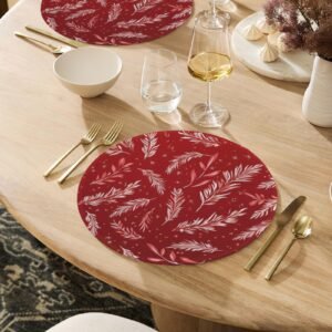 Christmas Placemats | Feathers | Holiday Dinner Table Decor | 4 Pack Christmas Placemats christmas dining decor
