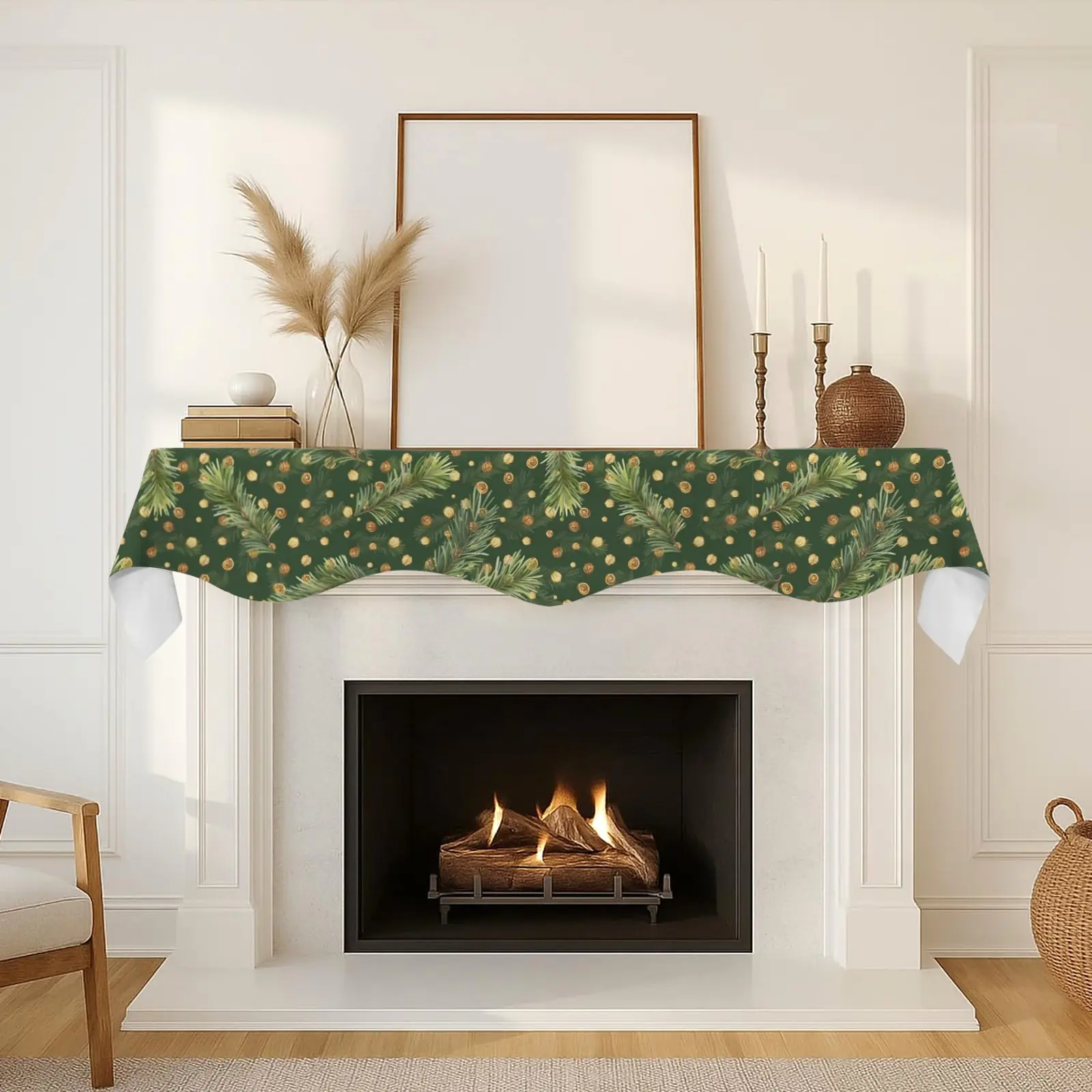 Christmas Holiday Fireplace Mantel Scarf | Gold Pines | Mantle Runner Christmas Fireplace Mantel Scarf Christmas Fireplace Decoration 4 Christmas Holiday Fireplace Mantel Scarf | Gold Pines | Mantle Runner Christmas Fireplace Mantel Scarf Christmas Fireplace Decoration 4