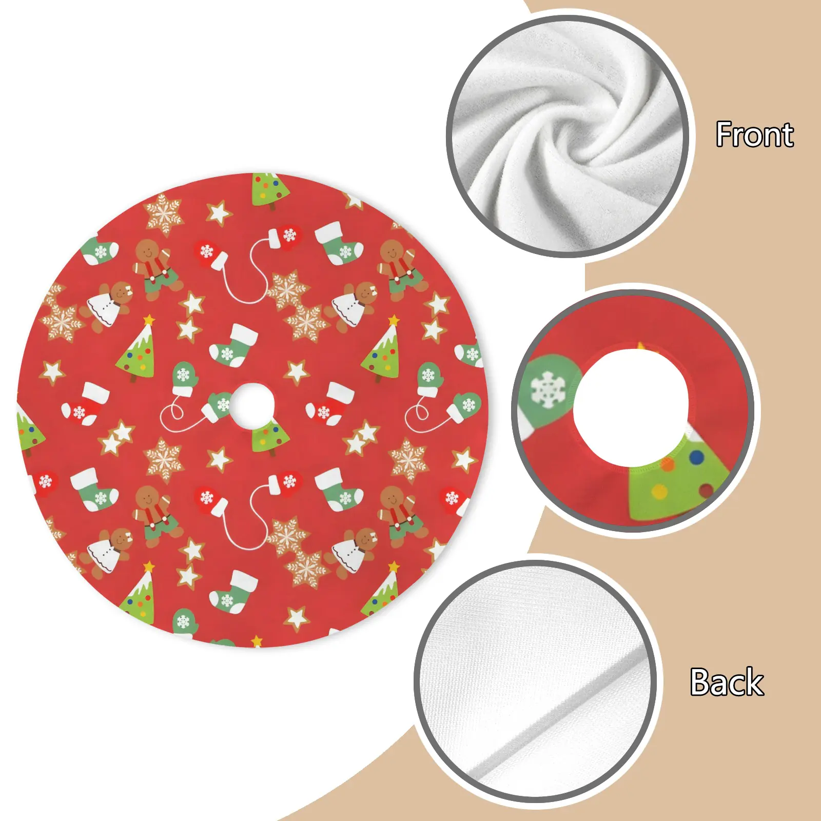 Holiday Christmas Tree Skirt | Gingerbread | Traditional Rustic Round 48×48 Inch Home Decor Christmas Tree Skirts christmas tree decor