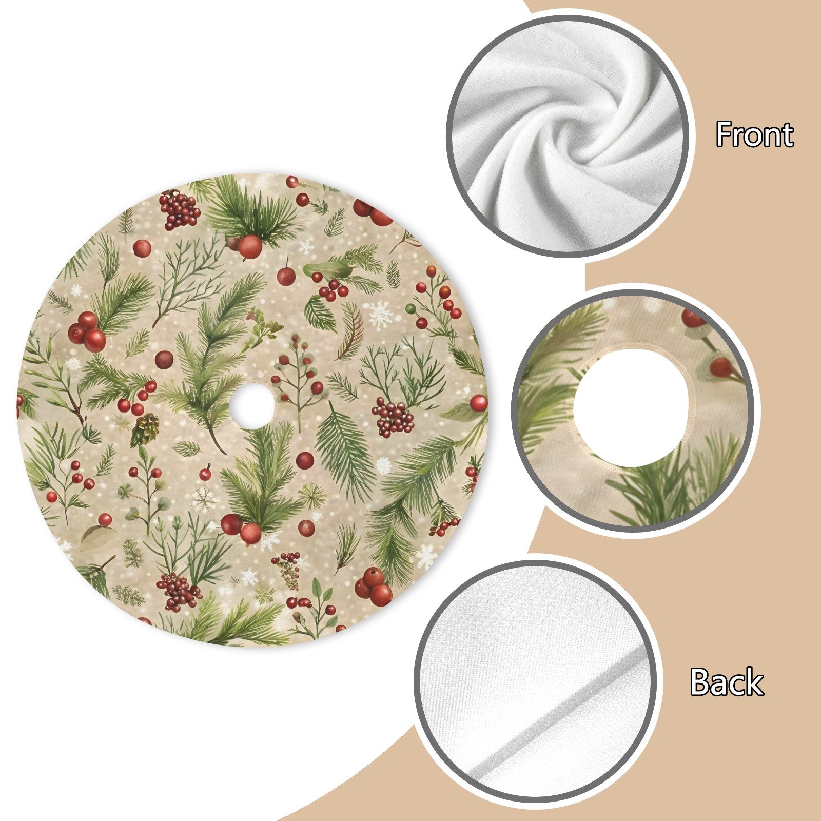 Holiday Christmas Tree Skirt | Cranberries | Traditional Rustic Round 48×48 Inch Home Decor Christmas Tree Skirts christmas tree decor 2 Holiday Christmas Tree Skirt | Cranberries | Traditional Rustic Round 48×48 Inch Home Decor Christmas Tree Skirts christmas tree decor 2