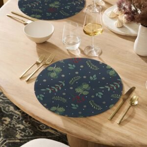 Christmas Placemats | Green Cones | Holiday Dinner Table Decor | 4 Pack Christmas Placemats christmas dining decor