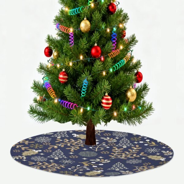 Holiday Christmas Tree Skirt | Ferns and Flakes | Traditional Rustic Round 48×48 Inch Home Decor Christmas Tree Skirts christmas tree decor 2