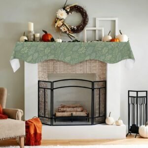 Christmas Holiday Fireplace Mantel Scarf | Green Wheat | Mantle Runner Christmas Fireplace Mantel Scarf Christmas Fireplace Decoration