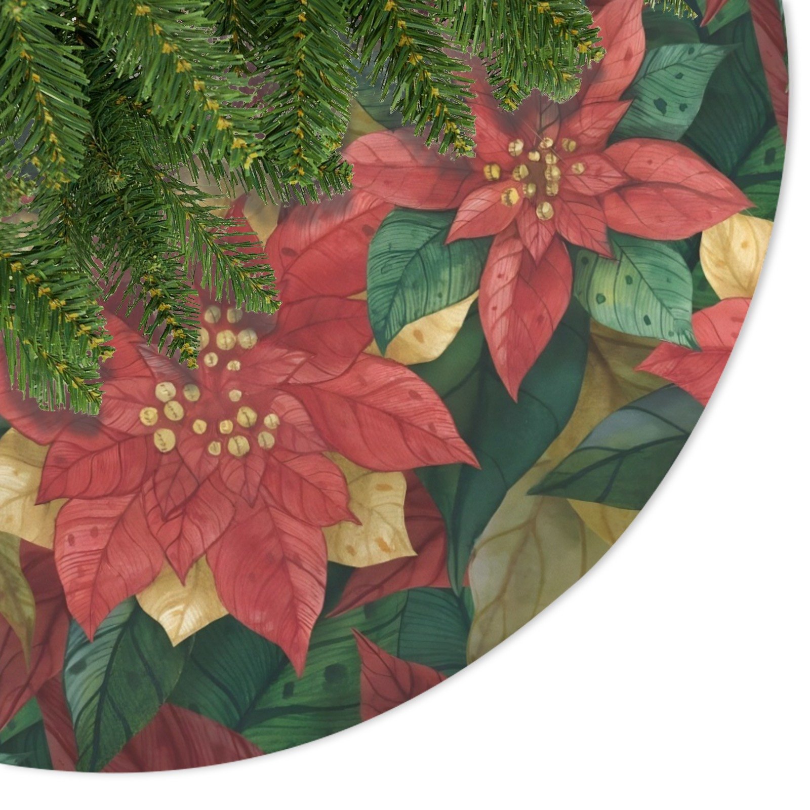 Holiday Christmas Tree Skirt | Floral | Traditional Rustic Round 48×48 Inch Home Decor Christmas Tree Skirts christmas tree decor 6 Holiday Christmas Tree Skirt | Floral | Traditional Rustic Round 48×48 Inch Home Decor Christmas Tree Skirts christmas tree decor 6