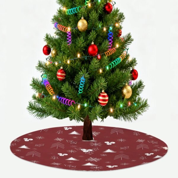 Holiday Christmas Tree Skirt | Red Forest | Traditional Rustic Round 48×48 Inch Home Decor Christmas Tree Skirts christmas tree decor 3