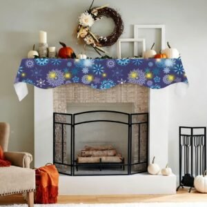 Christmas Holiday Fireplace Mantel Scarf | Neon | Mantle Runner Christmas Fireplace Mantel Scarf Christmas Fireplace Decoration