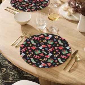 Christmas Placemats | Joy | Holiday Dinner Table Decor | 4 Pack Christmas Placemats christmas dining decor
