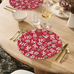 Christmas Placemats | Ho Ho Ho | Holiday Dinner Table Decor | 4 Pack Christmas Placemats christmas dining decor