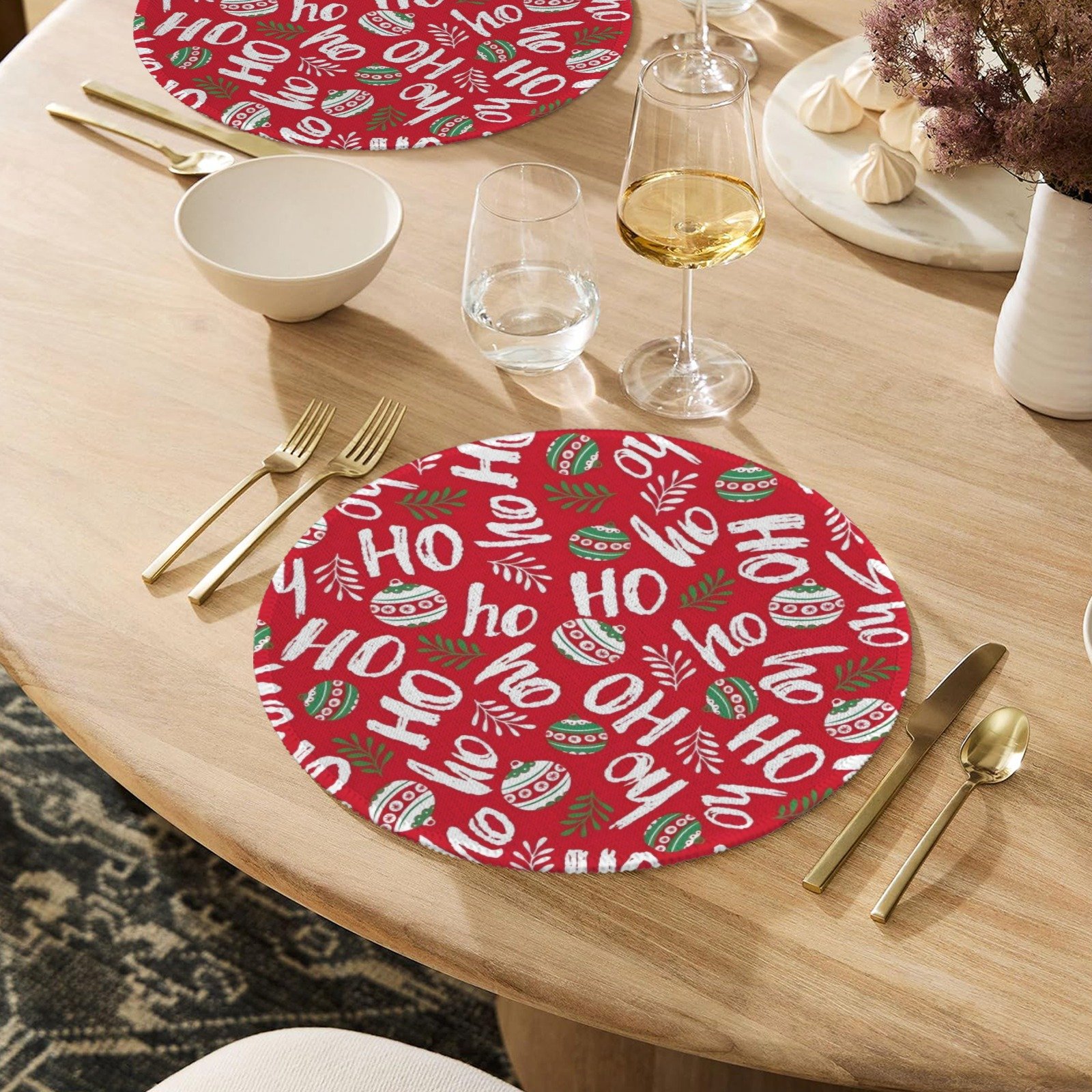 Christmas Placemats | Cranberry | Holiday Dinner Table Decor | 4 Pack Christmas Placemats christmas dining decor 8