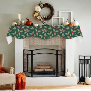 Christmas Holiday Fireplace Mantel Scarf | Holly | Mantle Runner Christmas Fireplace Mantel Scarf Christmas Fireplace Decoration Christmas Holiday Fireplace Mantel Scarf | Holly | Mantle Runner Christmas Fireplace Mantel Scarf Christmas Fireplace Decoration
