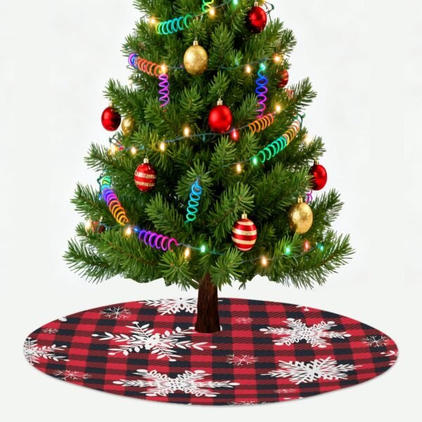 Holiday Christmas Tree Skirt | Red Plaid | Traditional Rustic Round 48×48 Inch Home Decor Christmas Tree Skirts christmas tree decor 3