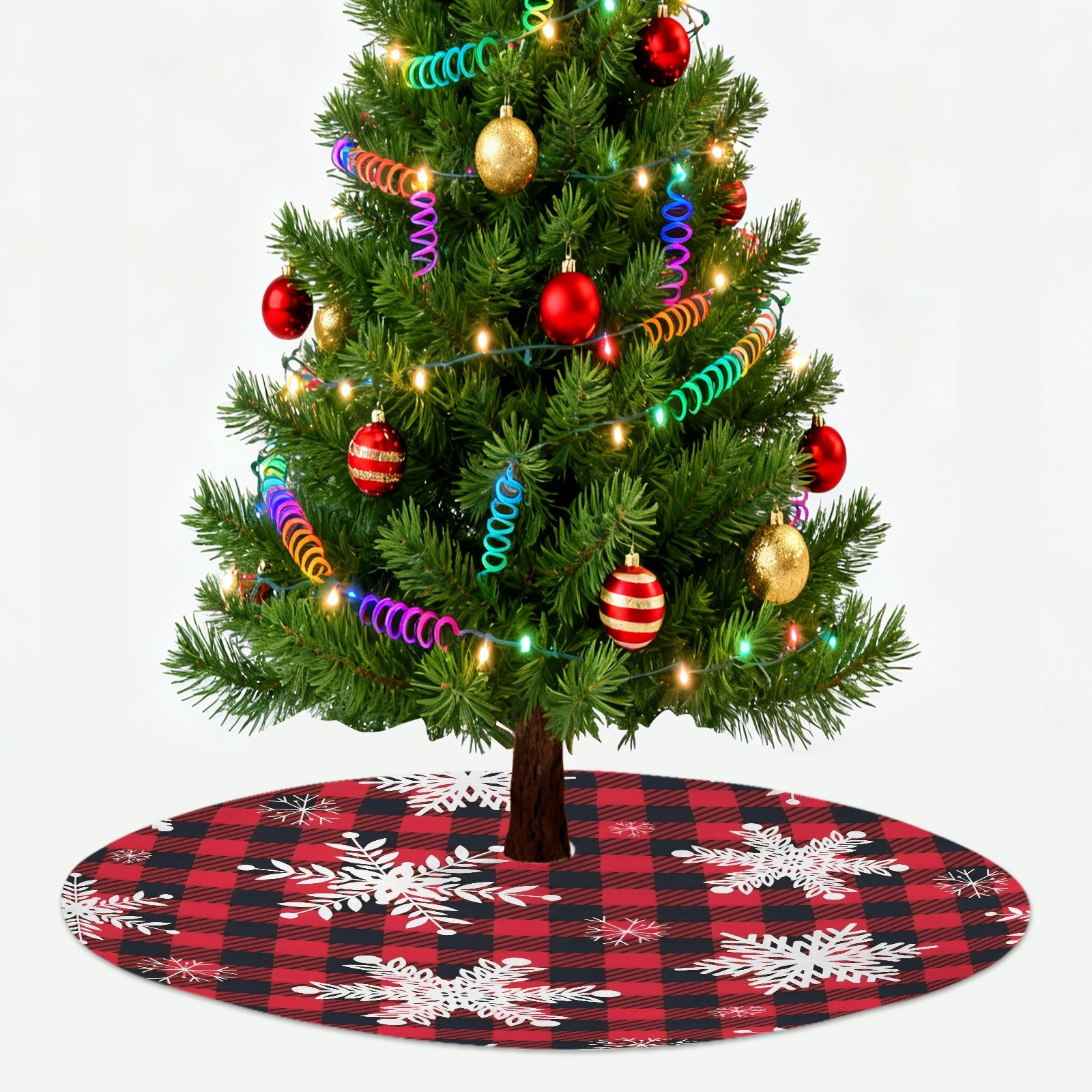 Holiday Christmas Tree Skirt | Red Plaid | Traditional Rustic Round 48×48 Inch Home Decor Christmas Tree Skirts christmas tree decor 3 Holiday Christmas Tree Skirt | Red Plaid | Traditional Rustic Round 48×48 Inch Home Decor Christmas Tree Skirts christmas tree decor 3