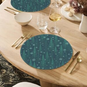 Christmas Placemats | Teal Forest | Holiday Dinner Table Decor | 4 Pack Christmas Placemats christmas dining decor